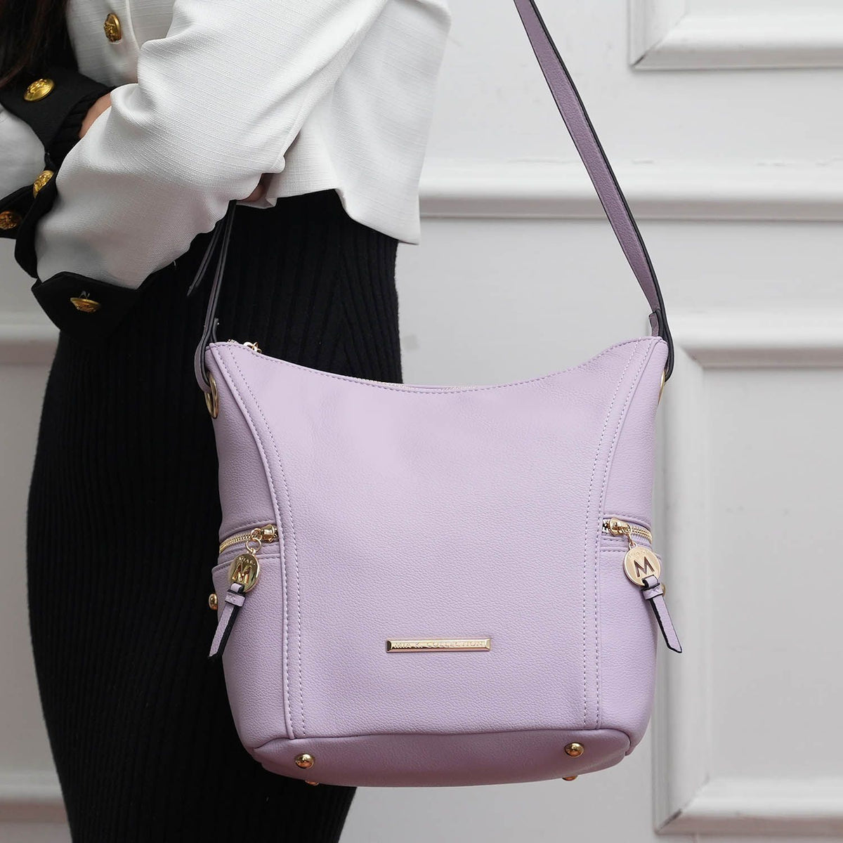 MKF Collection Lux Hobo Bag with Wallet - Lilac