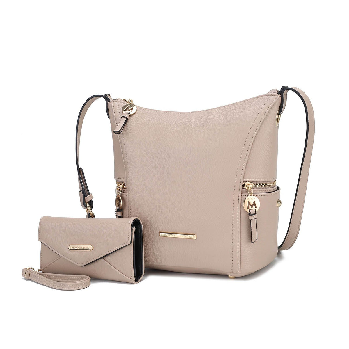 MKF Collection Lux Hobo Bag with Wallet - Taupe