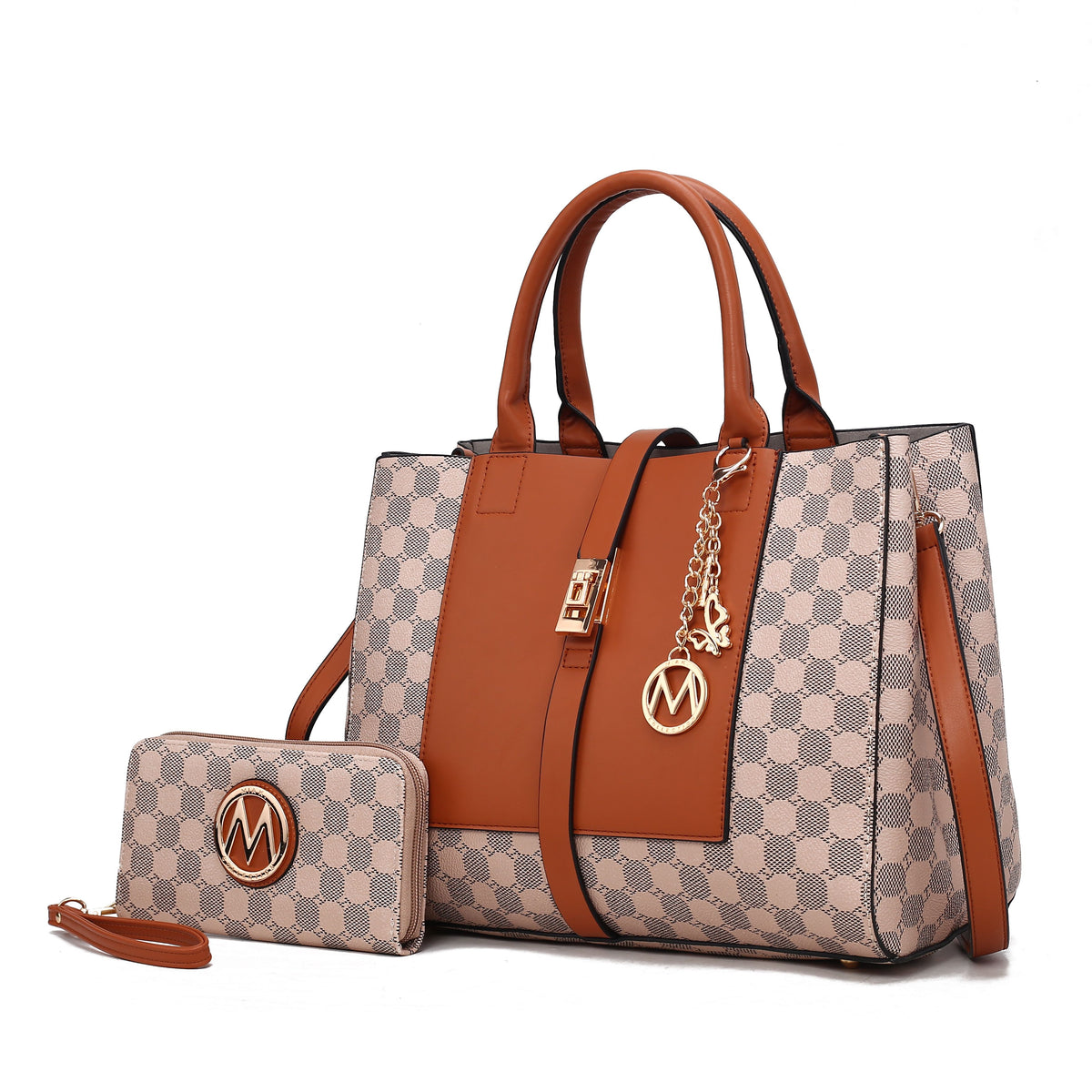 MKF Collection Yuliana 2-Piece Women's Handbag Set, Printed Satchel Purse with Matching Wallet, Stylish Vegan Leather Crossbo