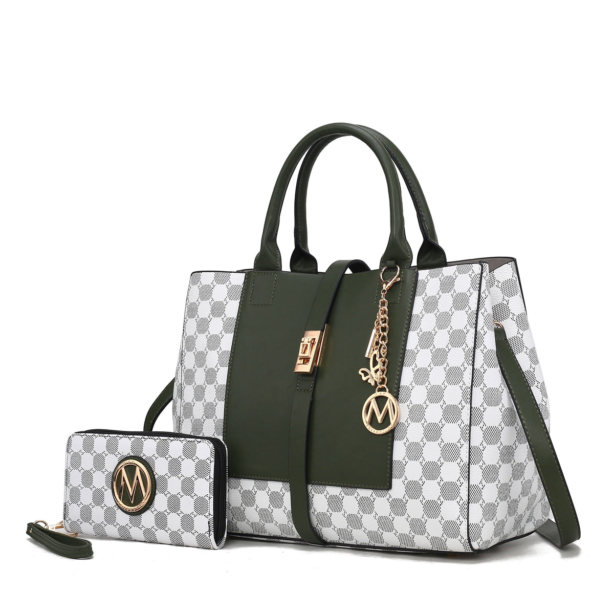 MKF Collection Yuliana 2-Piece Women's Handbag Set, Printed Satchel Purse with Matching Wallet, Stylish Vegan Leather Crossbo