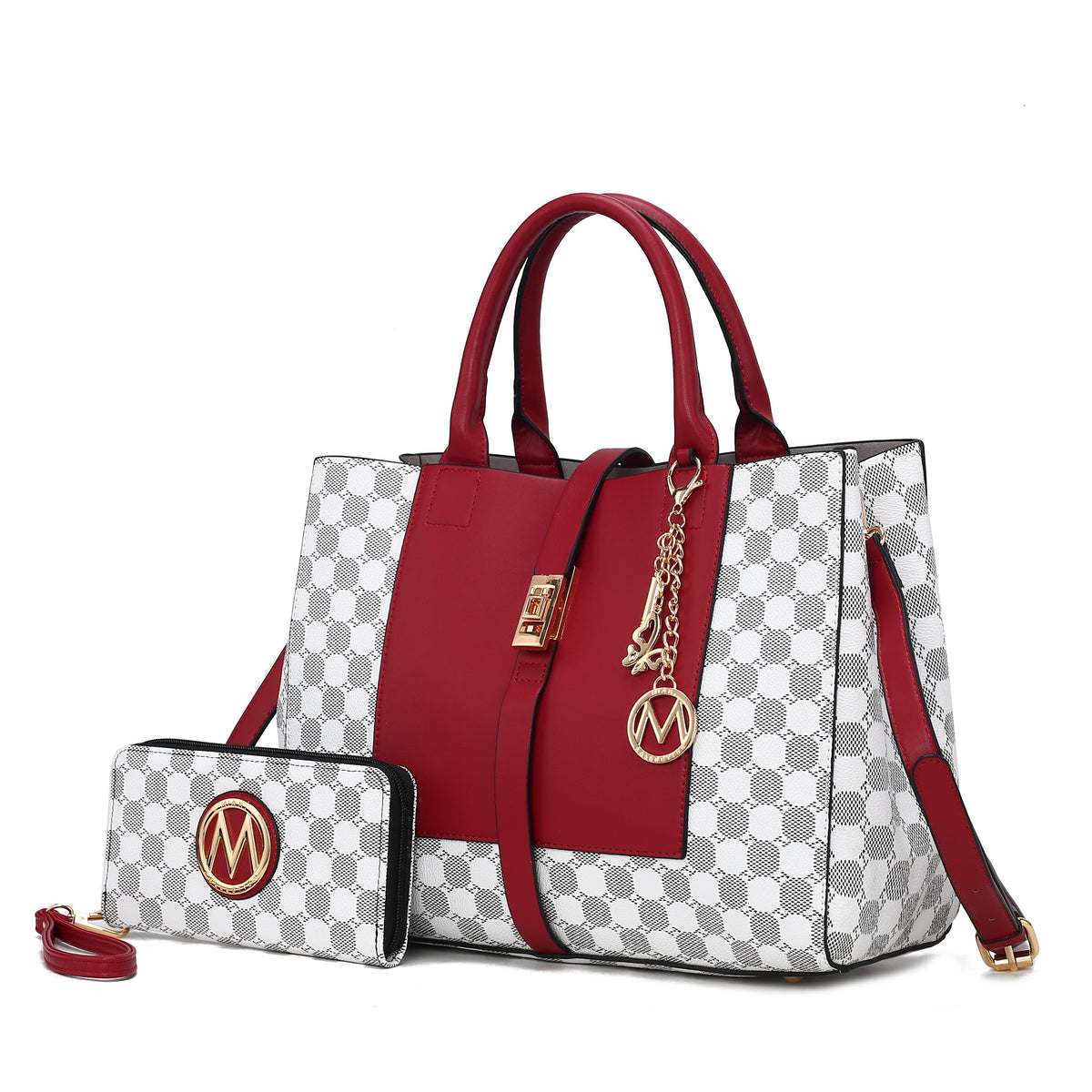 MKF Collection Yuliana 2-Piece Women's Handbag Set, Printed Satchel Purse with Matching Wallet, Stylish Vegan Leather Crossbo