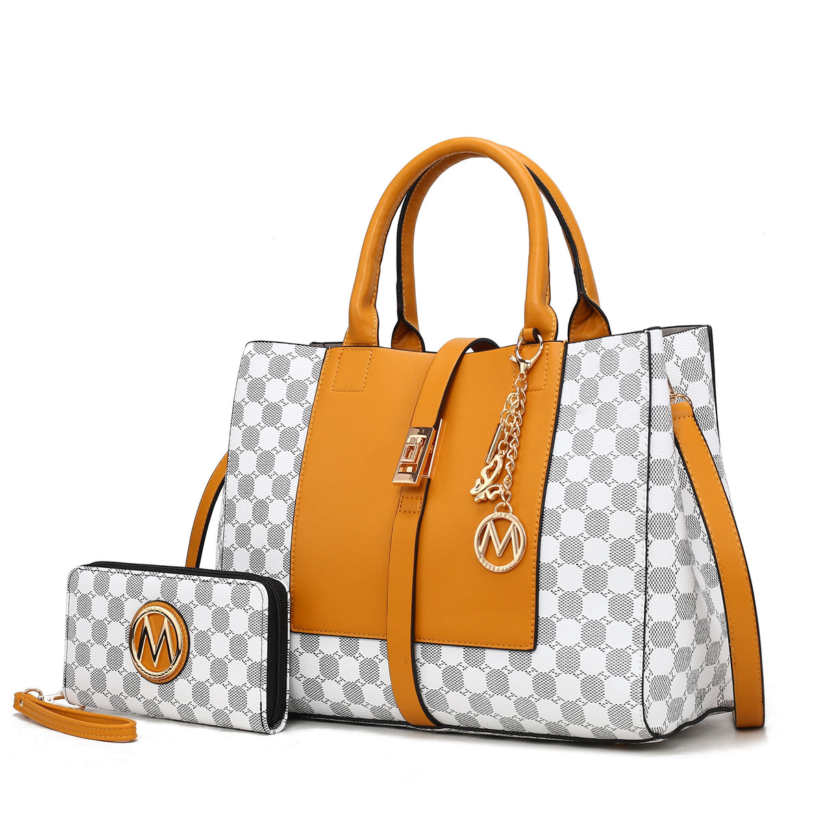 MKF Collection Yuliana 2-Piece Women's Handbag Set, Printed Satchel Purse with Matching Wallet, Stylish Vegan Leather Crossbo