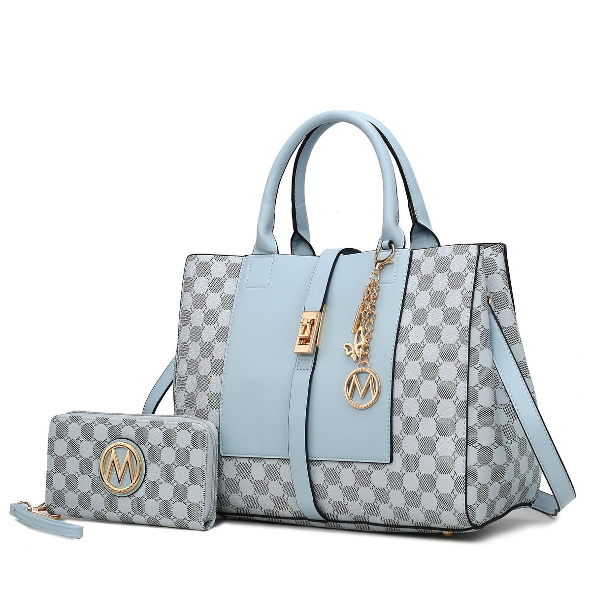 MKF Collection Yuliana 2-Piece Women's Handbag Set, Printed Satchel Purse with Matching Wallet, Stylish Vegan Leather Crossbo