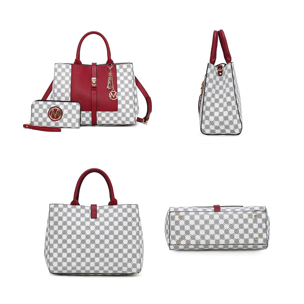 MKF Collection Yuliana 2-Piece Women's Handbag Set, Printed Satchel Purse with Matching Wallet, Stylish Vegan Leather Crossbo