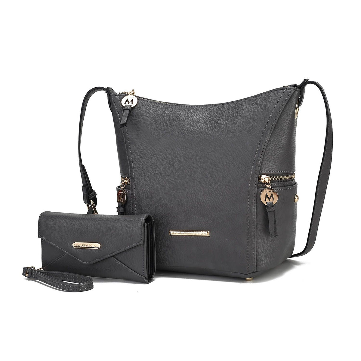 MKF Collection Lux Hobo Bag with Wallet - Charcoal
