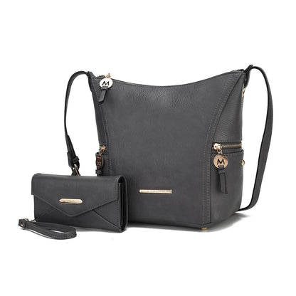 MKF Collection Lux Hobo Bag with Wallet - Charcoal