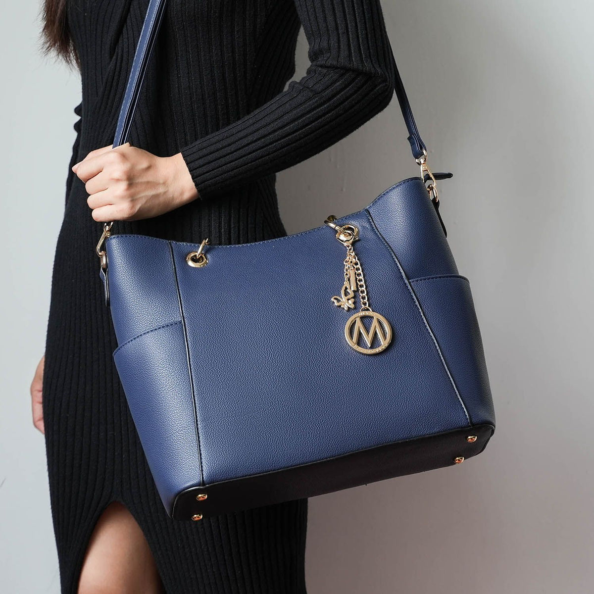 MKF Collection Bonita Tote Handbag with Wallet - Navy