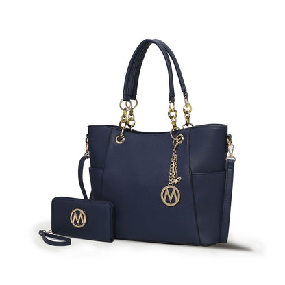 MKF Collection Bonita Tote Handbag with Wallet - Navy