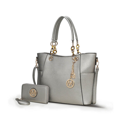 MKF Collection Bonita Tote Handbag with Wallet - Pewter