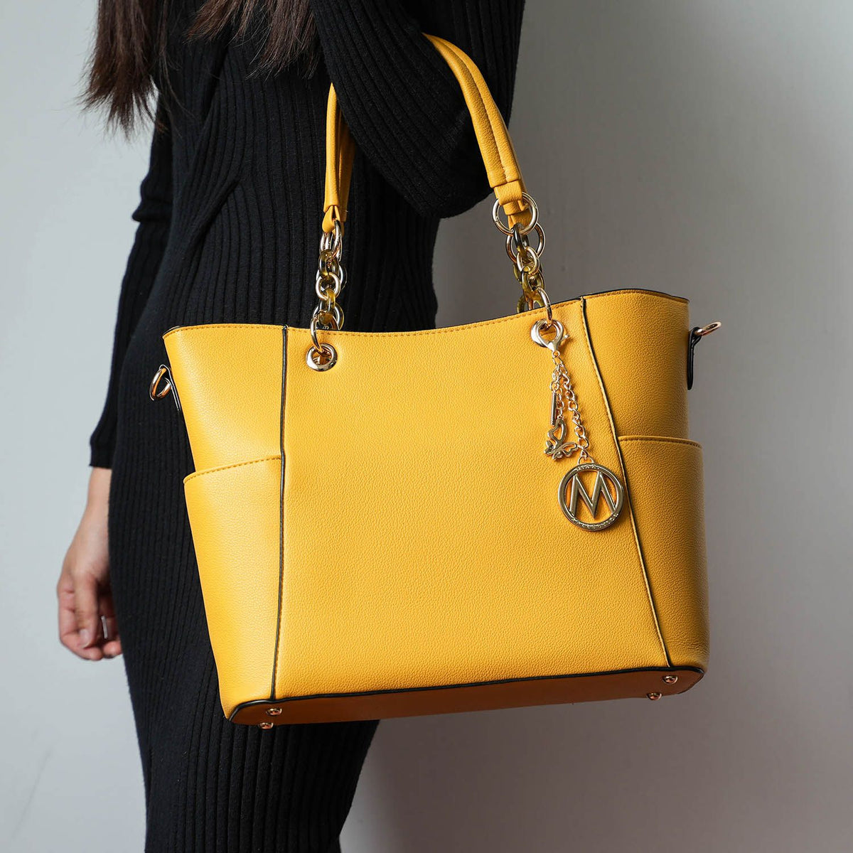 MKF Collection Bonita Tote Handbag with Wallet - Mustard