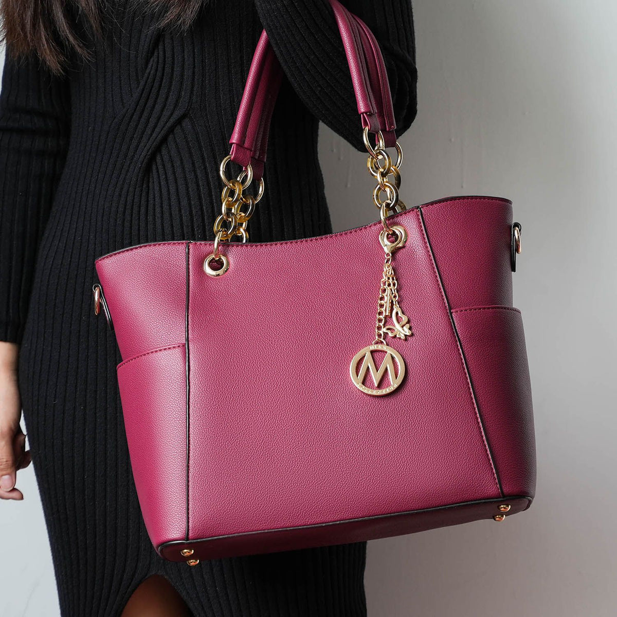 MKF Collection Bonita Tote Handbag with Wallet - Burgundy