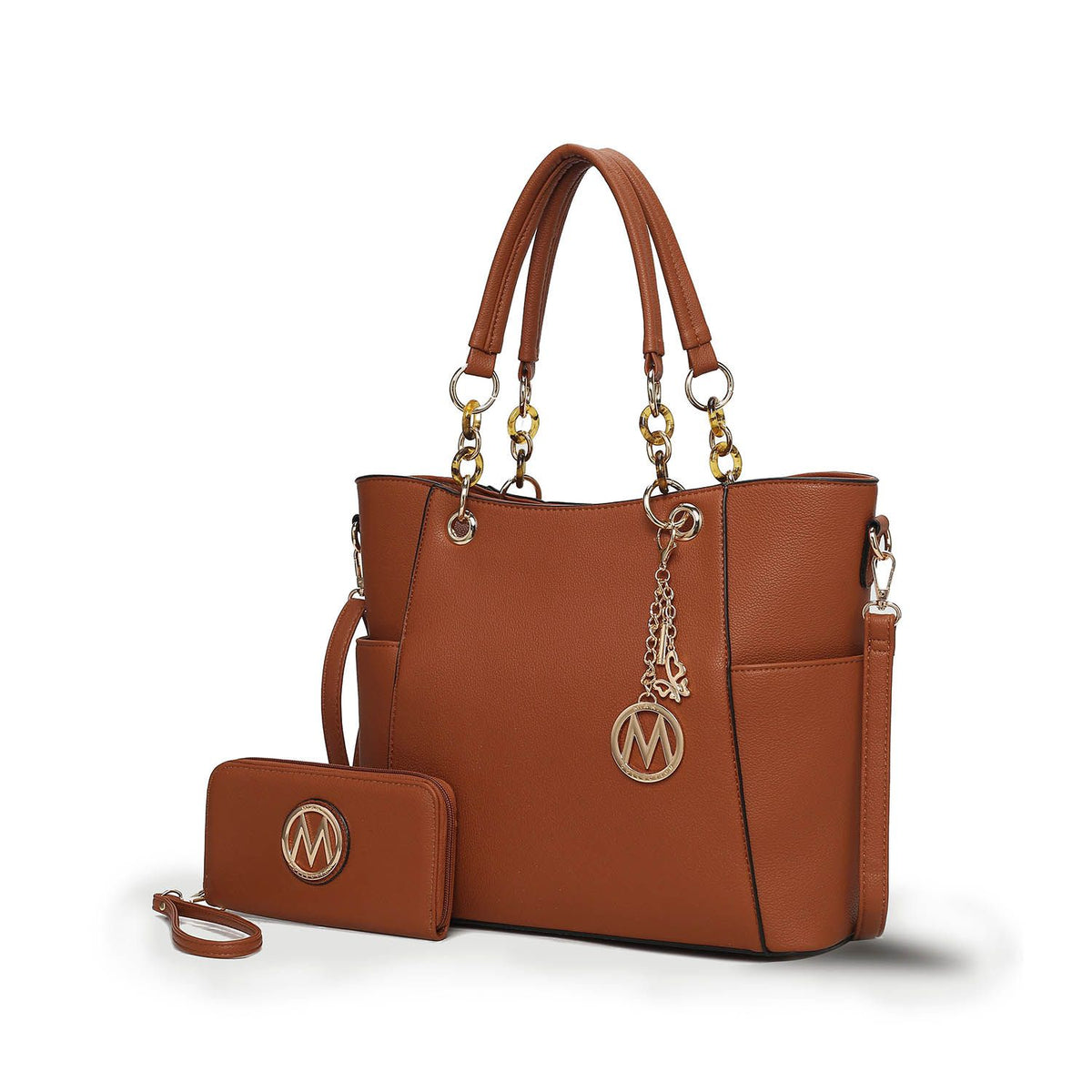MKF Collection Bonita Tote Handbag with Wallet - Cognac