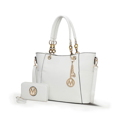 MKF Collection Bonita Tote Handbag with Wallet - White