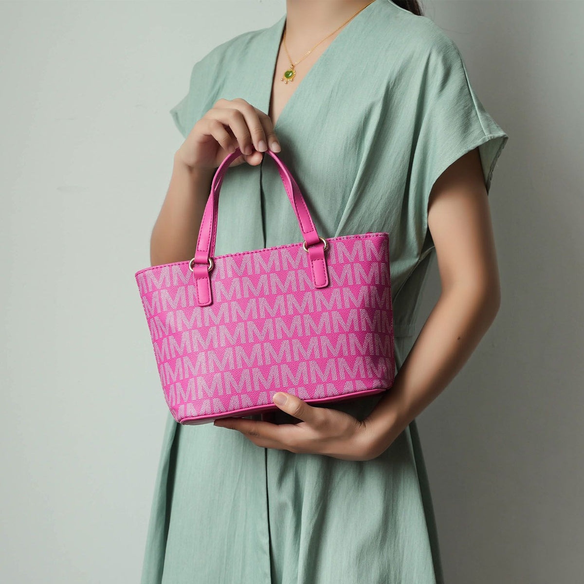 MKF Collection Havenly Signature Vegan Leather Women Tote Bag, Mini Tote Bag, Pouch and Wallet - White