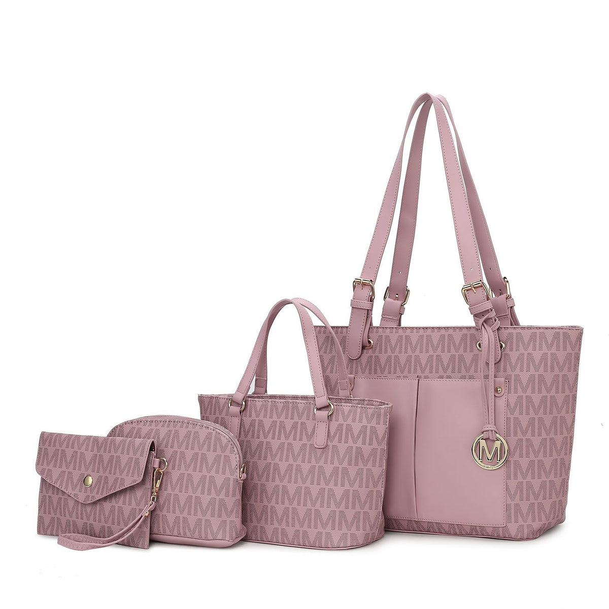 MKF Collection Havenly Signature Vegan Leather Women Tote Bag, Mini Tote Bag, Pouch and Wallet - Lavender