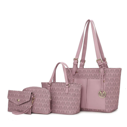 MKF Collection Havenly Signature Vegan Leather Women Tote Bag, Mini Tote Bag, Pouch and Wallet - Lavender