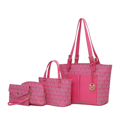 MKF Collection Havenly Signature Vegan Leather Women Tote Bag, Mini Tote Bag, Pouch and Wallet - Fuchsia