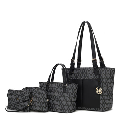 MKF Collection Havenly Signature Vegan Leather Women Tote Bag, Mini Tote Bag, Pouch and Wallet - Black