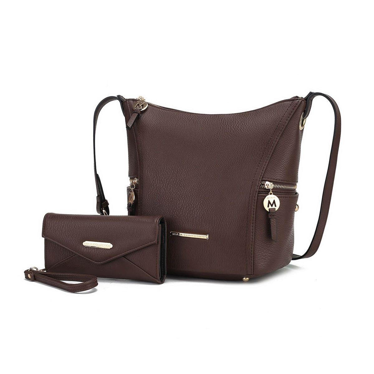 MKF Collection Lux Hobo Bag with Wallet - Coffee