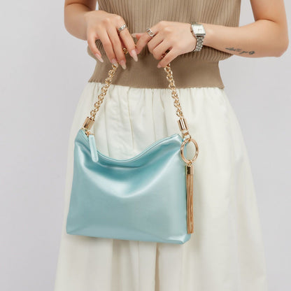 MKF Collection Brigitte Women's Shoulder Bag Functional Purse - Metallic Blue
