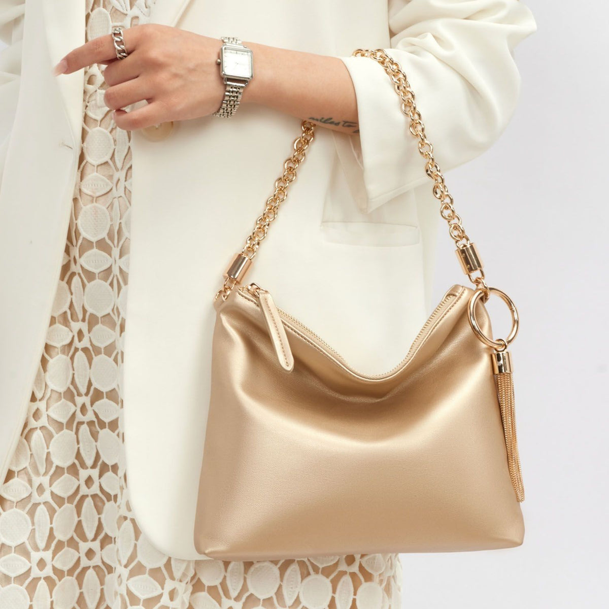 MKF Collection Brigitte Women's Shoulder Bag Functional Purse - Gold