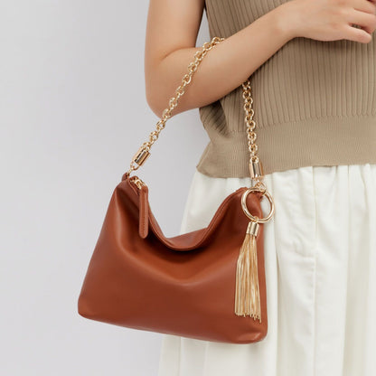 MKF Collection Brigitte Women's Shoulder Bag Functional Purse - Cognac