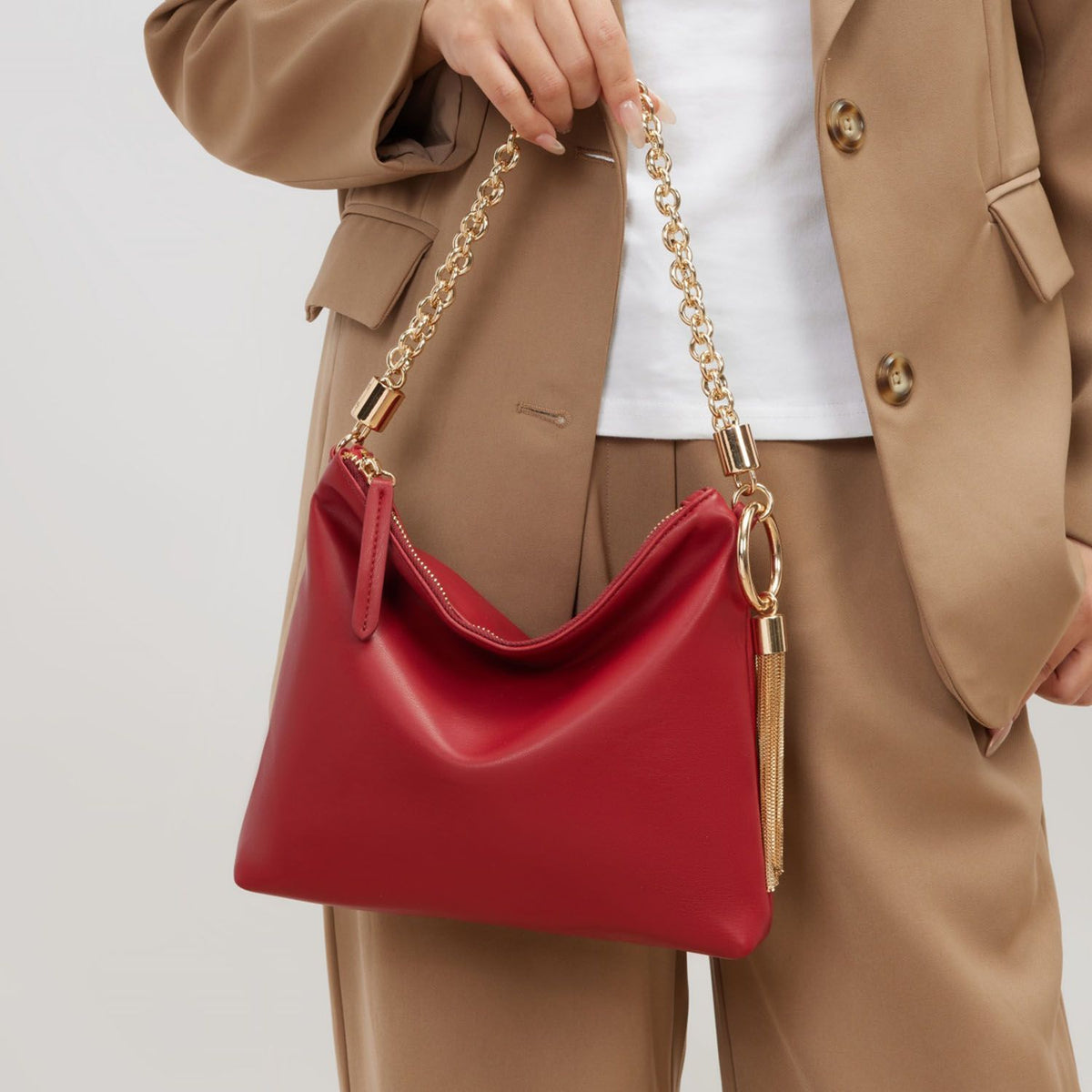 MKF Collection Brigitte Women's Shoulder Bag Functional Purse - Wine