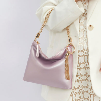 MKF Collection Brigitte Women's Shoulder Bag Functional Purse - Metallic Lilac