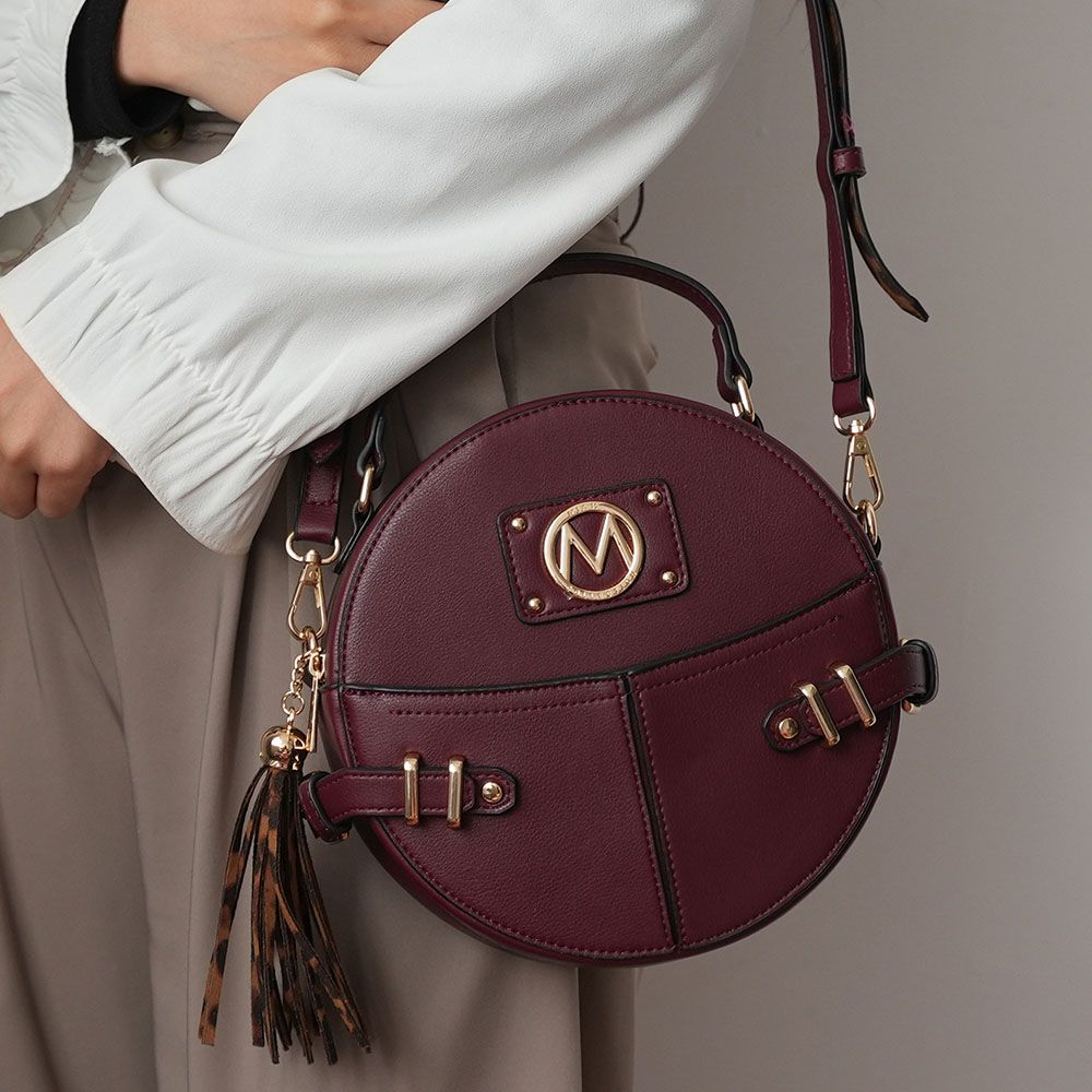 MKF Collection Gayle Crossbody Round Handbag Purse - Wine
