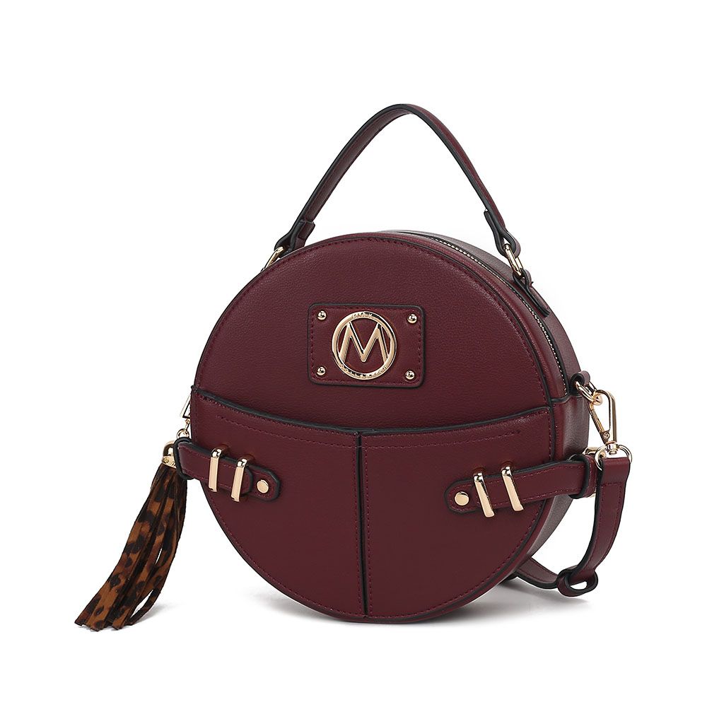 MKF Collection Gayle Crossbody Round Handbag Purse - Wine