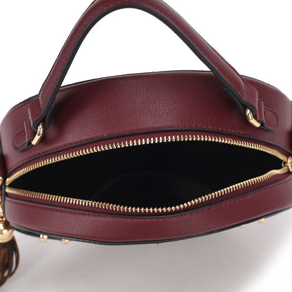 MKF Collection Gayle Crossbody Round Handbag Purse - Wine