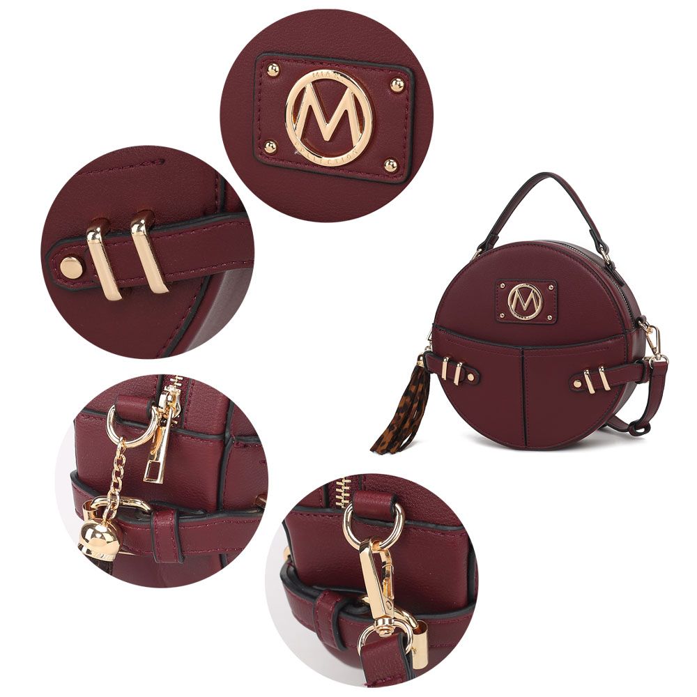 MKF Collection Gayle Crossbody Round Handbag Purse - Coffee