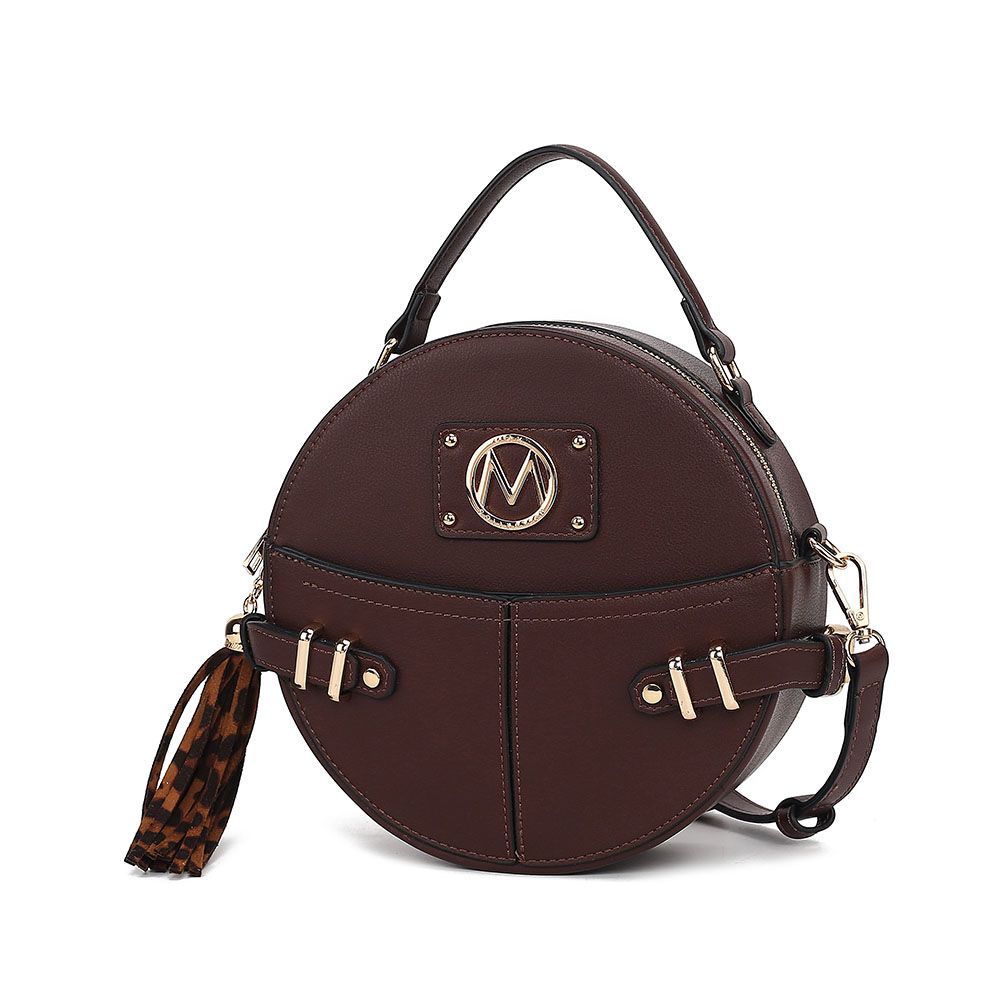 MKF Collection Gayle Crossbody Round Handbag Purse - Coffee