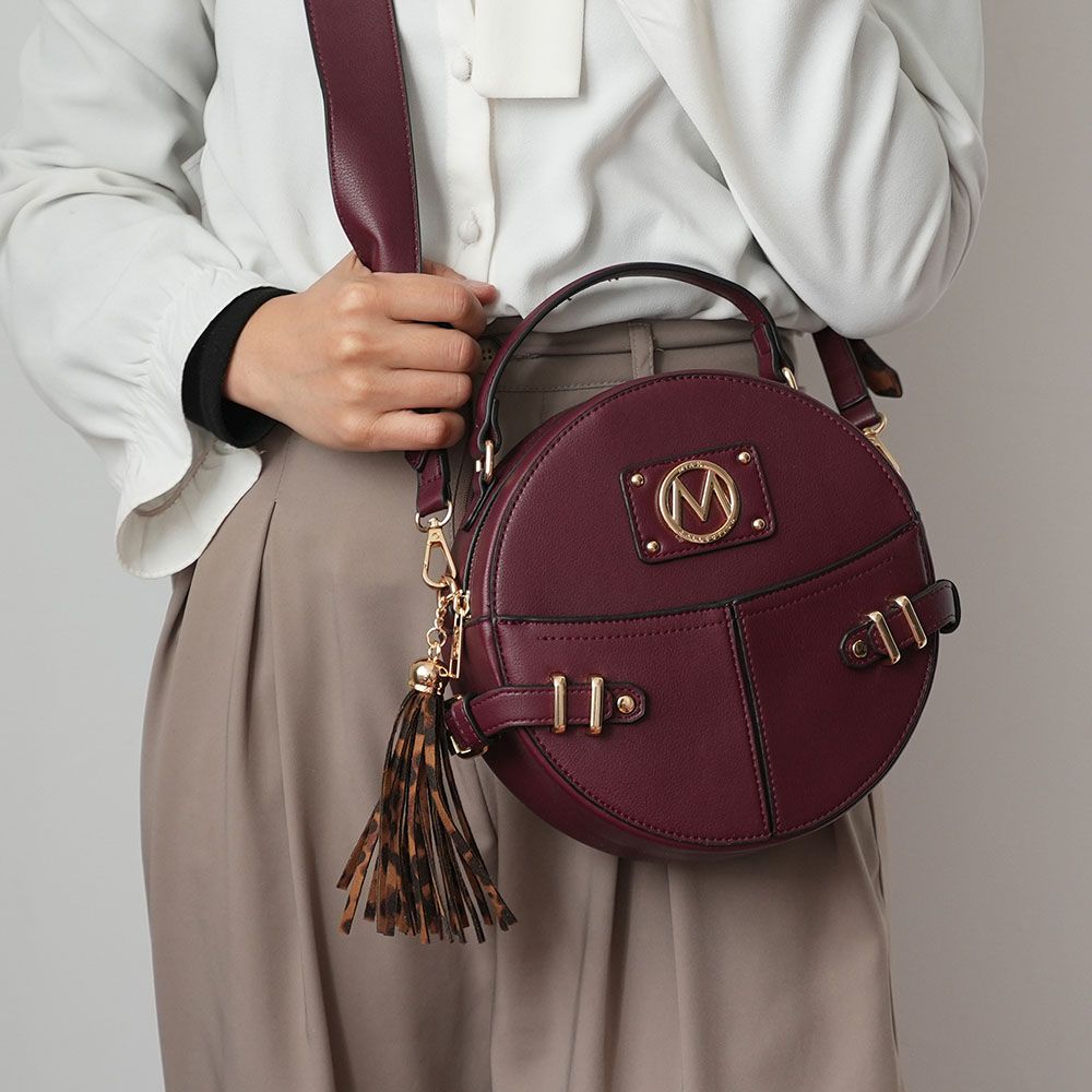 MKF Collection Gayle Crossbody Round Handbag Purse - Taupe