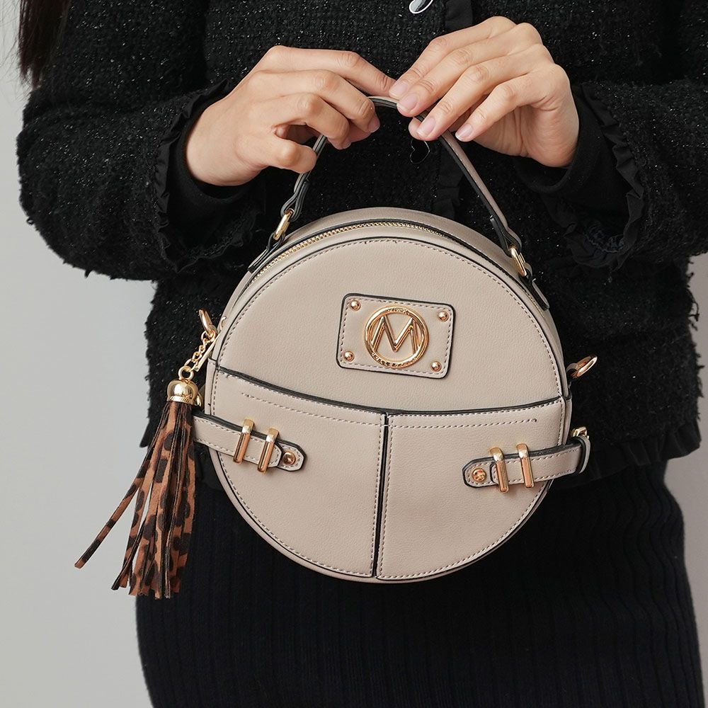 MKF Collection Gayle Crossbody Round Handbag Purse - Taupe