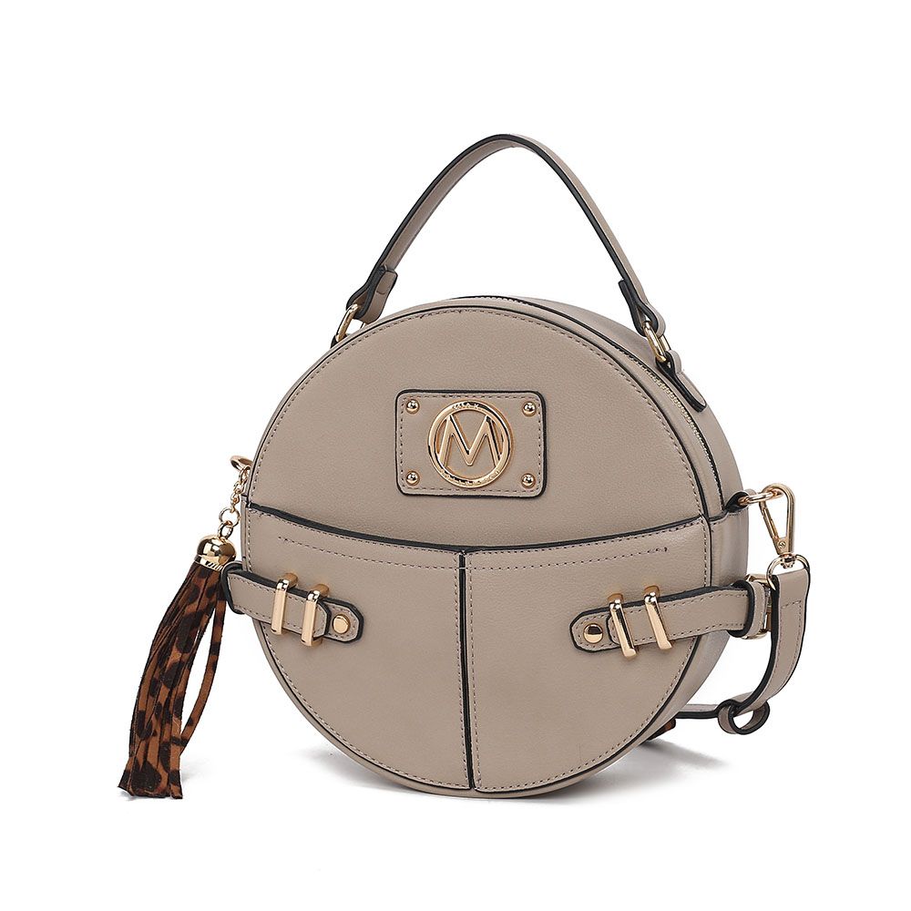 MKF Collection Gayle Crossbody Round Handbag Purse - Taupe