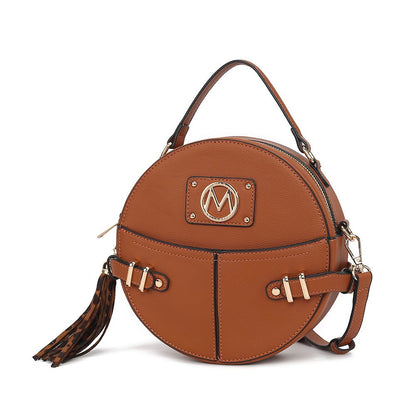 MKF Collection Gayle Crossbody Round Handbag Purse - Cognac Brown