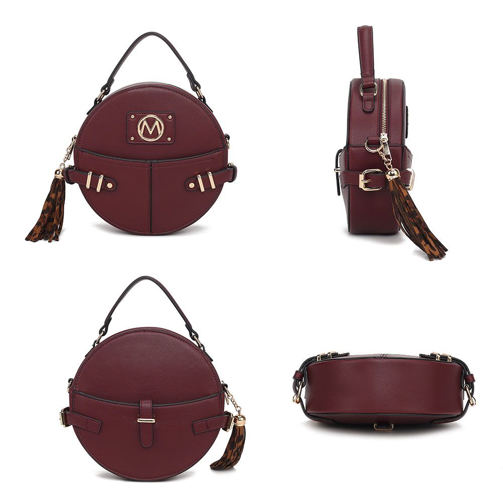MKF Collection Gayle Crossbody Round Handbag Purse - Cognac Brown