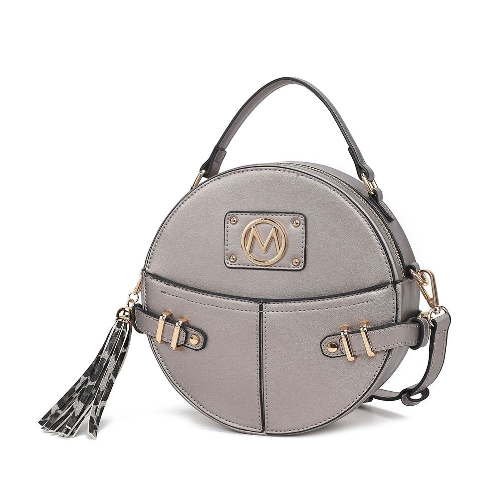 MKF Collection Gayle Crossbody Round Handbag Purse - Pewter