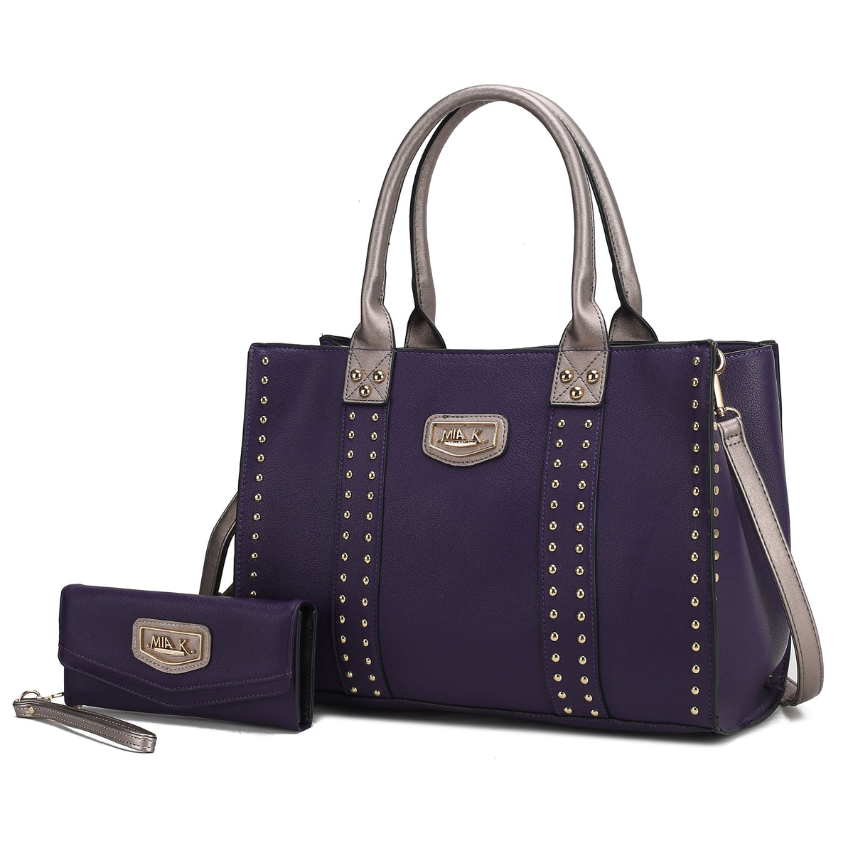 MKF Collection Davina Tote Handbag with wallet Vegan Leather Crossover Womens Purse - Purple