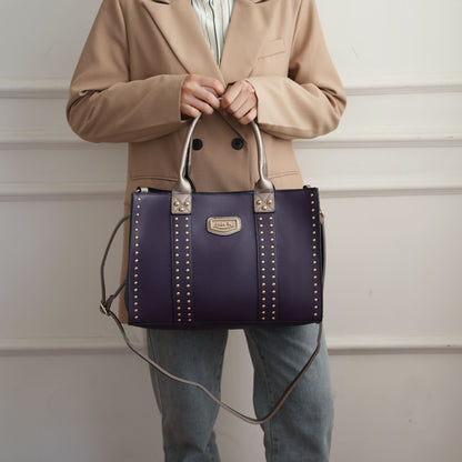 MKF Collection Davina Tote Handbag with wallet Vegan Leather Crossover Womens Purse - Purple