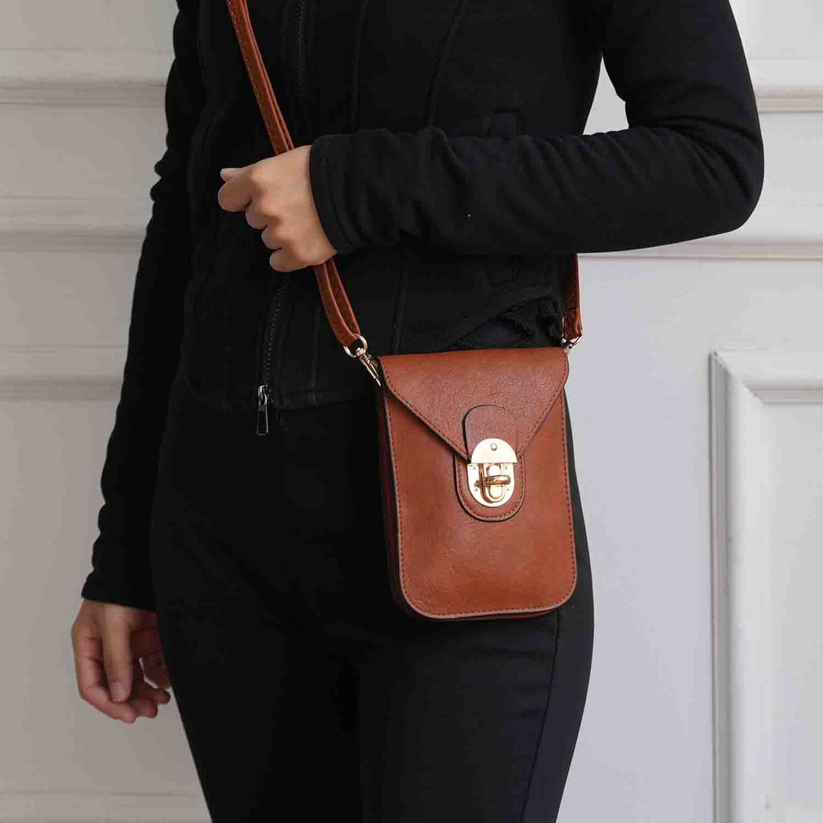 MKF Collection Kianna Medium Phone Crossbody Handbag - Mustard