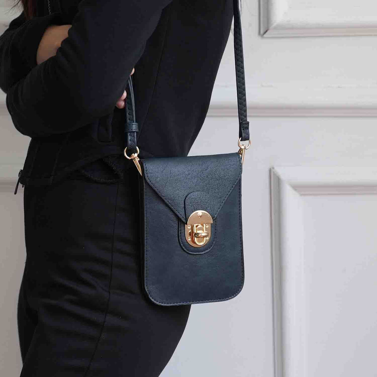 MKF Collection Kianna Medium Phone Crossbody Handbag - Navy blue
