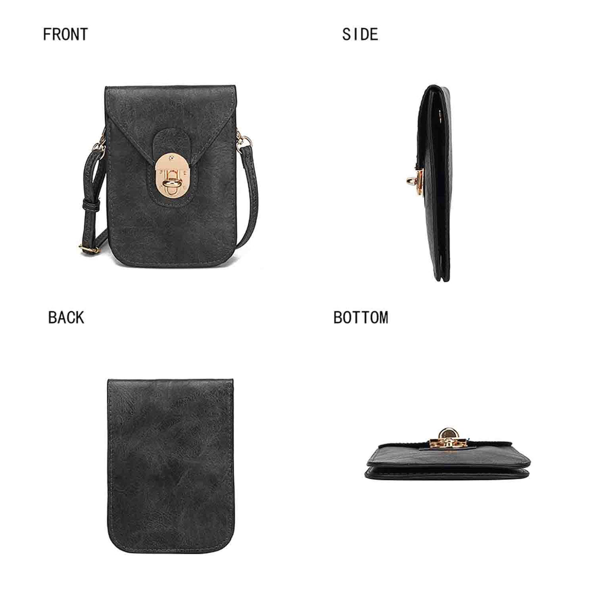 MKF Collection Kianna Medium Phone Crossbody Handbag - Charcoal