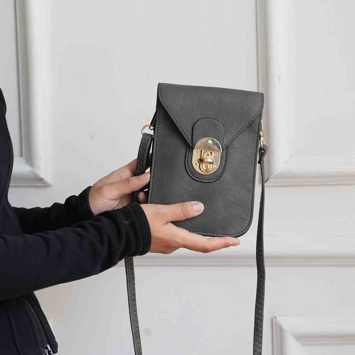 MKF Collection Kianna Medium Phone Crossbody Handbag - Charcoal