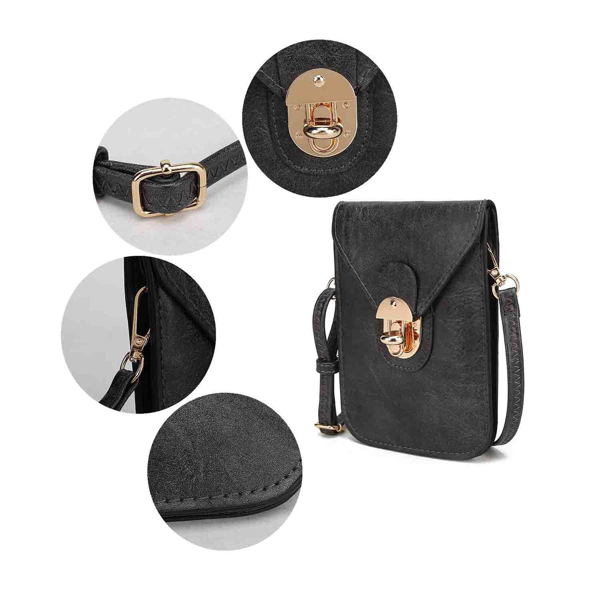 MKF Collection Kianna Medium Phone Crossbody Handbag - Charcoal