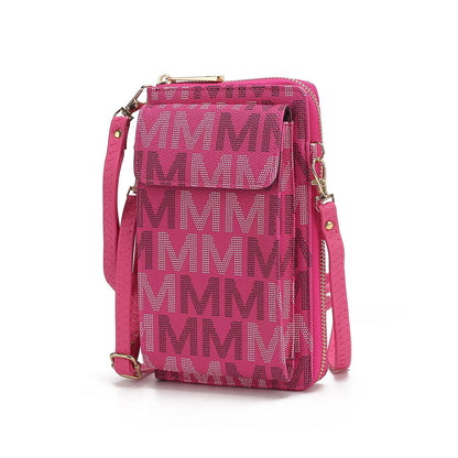 MKF Collection Cossetta Cell Phone Crossbody Wristlet Handbag Vegan Leather Versatile Multi-Use Phone Holder - Fuchsia