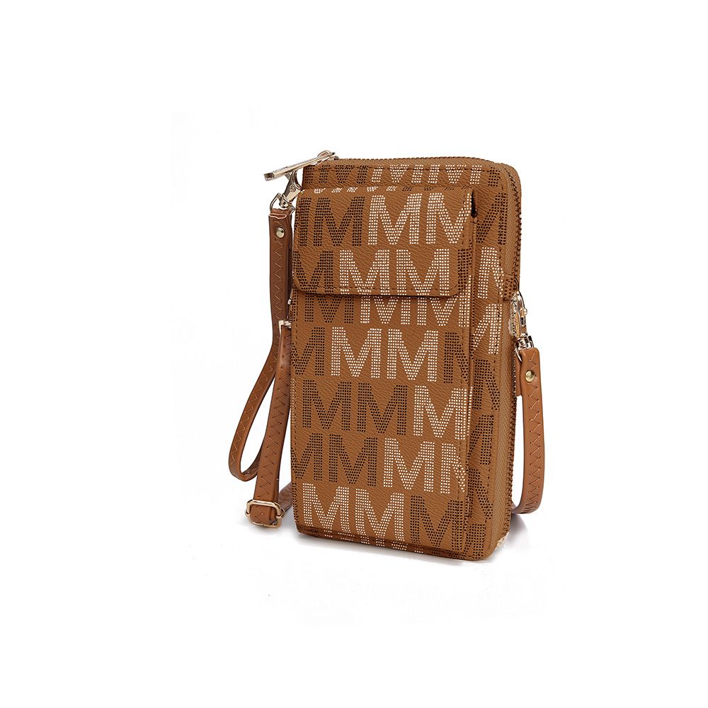 MKF Collection Cossetta Cell Phone Crossbody Wristlet Handbag Vegan Leather Versatile Multi-Use Phone Holder - Tan