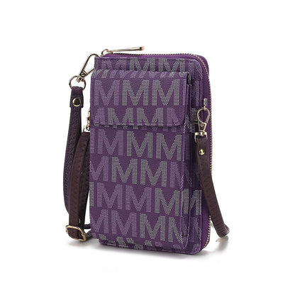MKF Collection Cossetta Cell Phone Crossbody Wristlet Handbag Vegan Leather Versatile Multi-Use Phone Holder - Purple