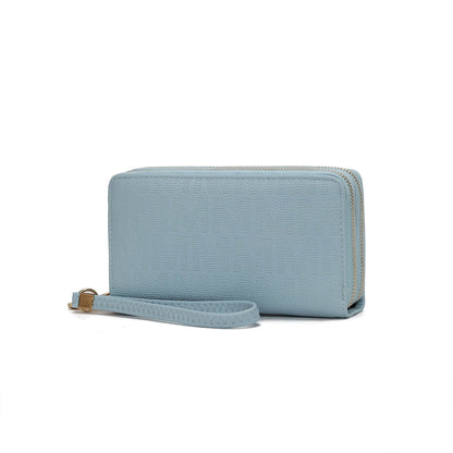 MKF Collection Lisbette Women's Embossed M Signature Zip-Around Wallet with Wristlet Strap, Faux Leather Card Organizer - Lig